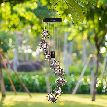 Amazon.com : 8 LED Solar Upgarde Sun Moon Star Wind Chimes